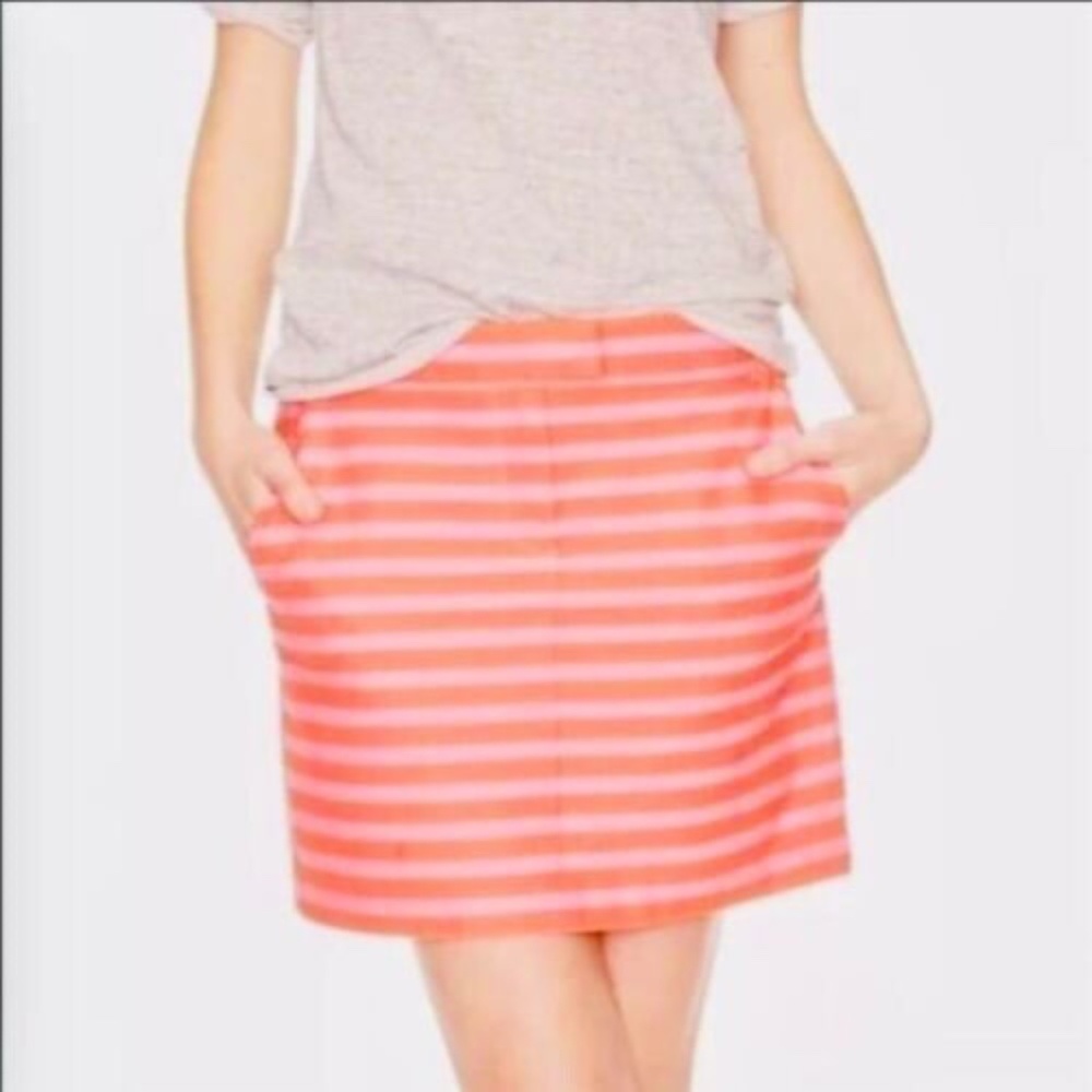 JCrew Pink &‎ Orange Striped Hip Slung Mini Skirt Women's Size 2 - Picture 13 of 13